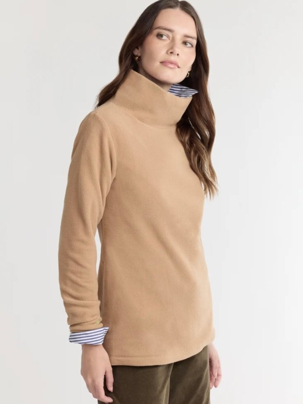 Dudley Stephen Cobble Hill Turtleneck Pullover Sweater XS Camel Tan Fleece